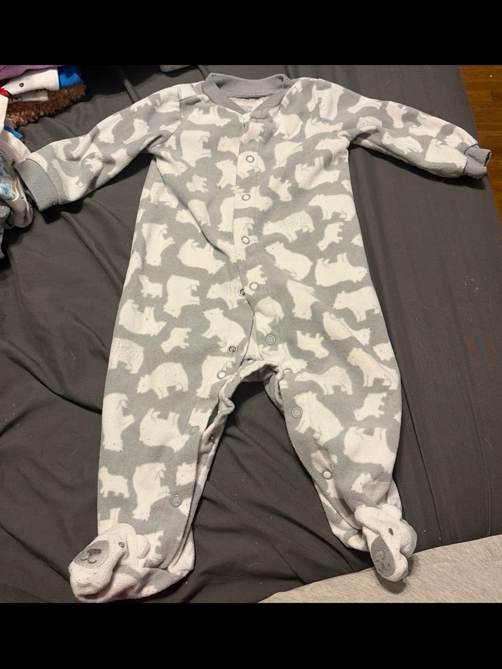 Carter's Grey and White Polar Bear Footed One-Piece